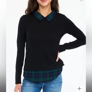 J. Crew Factory Woven-collar plaid sweater*missing button*